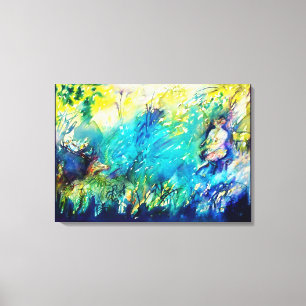 PAN PLAYING FLUTE AND DEER IN GREEN WOODLAND CANVAS PRINT