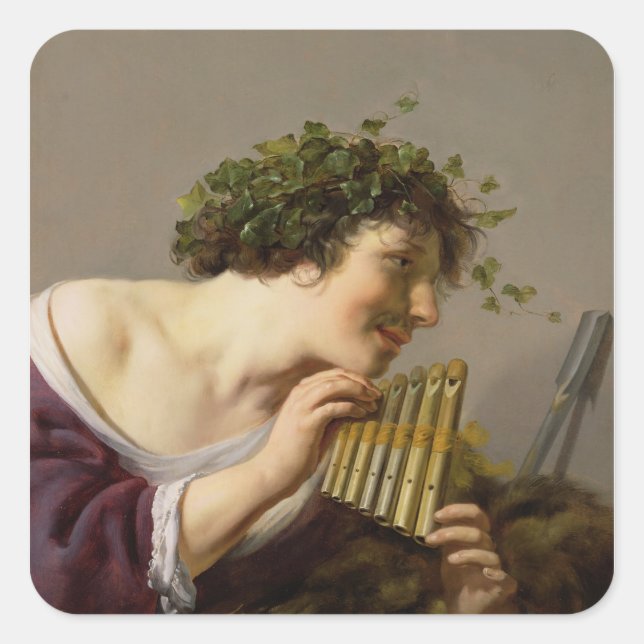 Pan Playing his Pipes Square Sticker (Front)