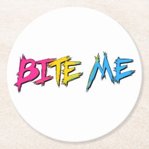 Pan Pride Bite Me Round Paper Coaster