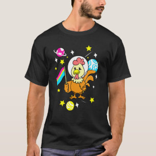 Pan Pride Chicken In Space Pansexual T-Shirt