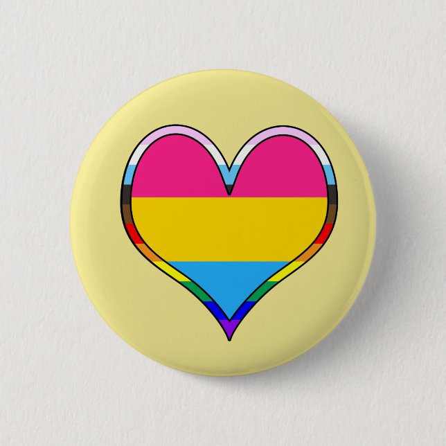 Pan Pride Heart 6 Cm Round Badge (Front)