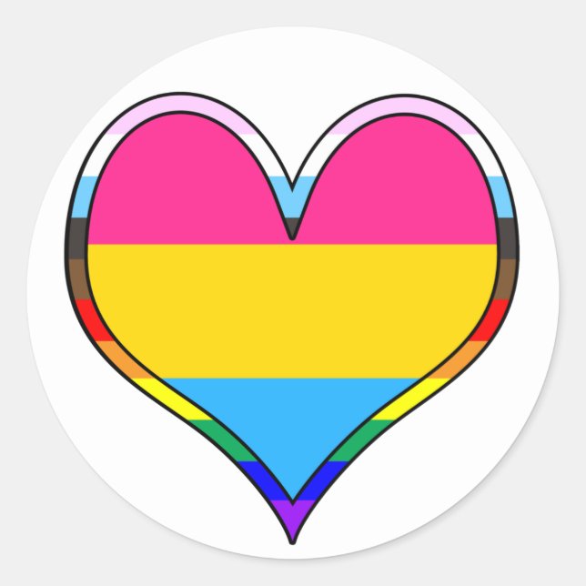 Pan Pride Heart Classic Round Sticker (Front)