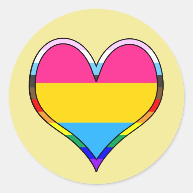 Pan Pride Heart Classic Round Sticker (Front)