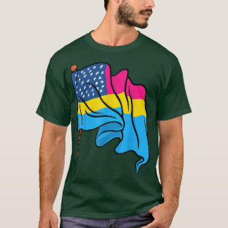 Pan Pride Month US Flag Panseual Flag Queer LGBTQ  T-Shirt