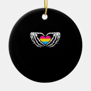 Pan Pride Skeleton Halloween Pan Goth Heart Ceramic Tree Decoration