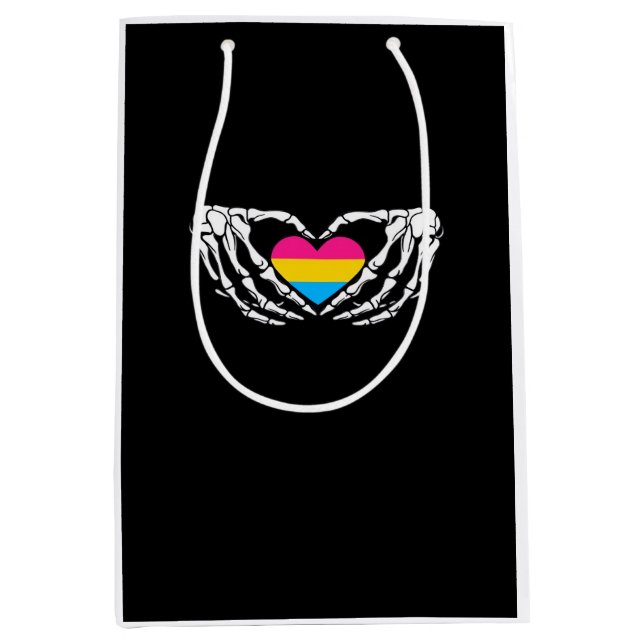 Pan Pride Skeleton Halloween Pan Goth Heart Medium Gift Bag (Front)