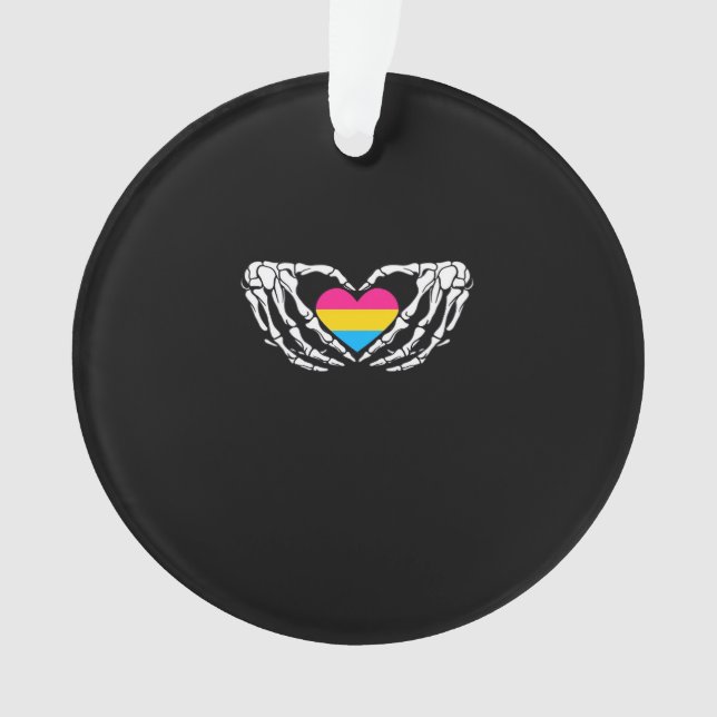 Pan Pride Skeleton Halloween Pan Goth Heart Ornament (Front)