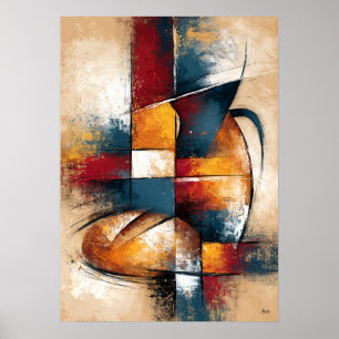 Pan to Tsubo Abstract Still Life with Bread Jar Poster