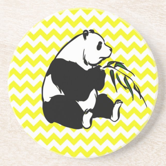 Panada on Lemon Yellow Chevron Coaster (Front)