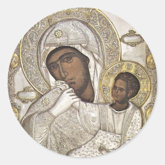 Panagia Paramythia Orthodox Christian Icon Classic Round Sticker (Front)
