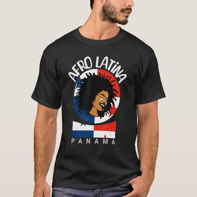 Panama Afro Latina - Panamanian Flag, Black And Af T-Shirt (Front)