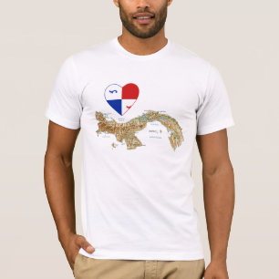 Panama Banner Heart and Map T-Shirt