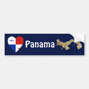 Panama Banner Heart + Map Bumper Sticker