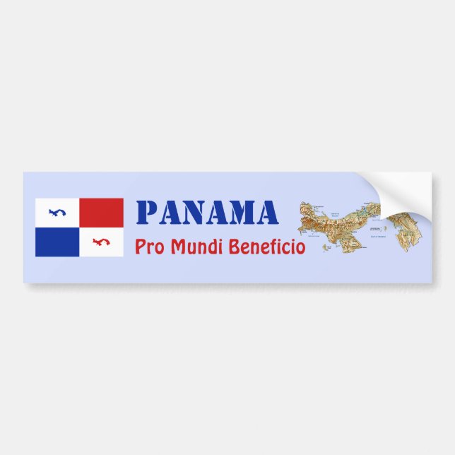 Panama Banner + Map Bumper Sticker (Front)