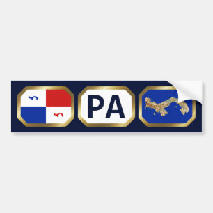 Panama Banner Map Code Bumper Sticker