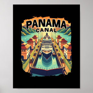 Panama Canal Cruise Trip Boat Ship Vintage Graphic Poster