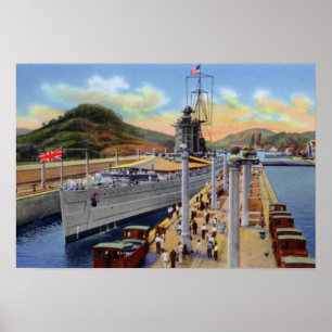 Panama Canal Pedro Miguel Locks with Ship Poster