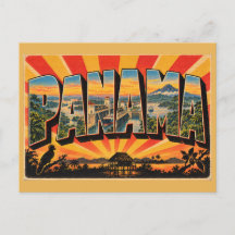 Panama Canal Rainforest Volcano Vintage Travel Art