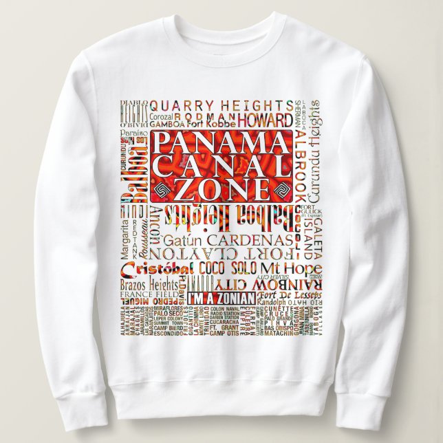 Panama Canal Zone Locations w/ Mola Design  Sweatshirt (Design Front)