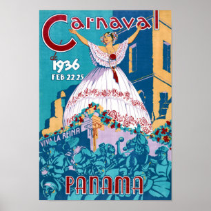 Panama Carnival Vintage Travel Poster Restored