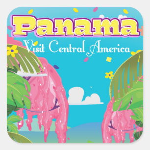 Panama Cartoon Travel print. Square Sticker
