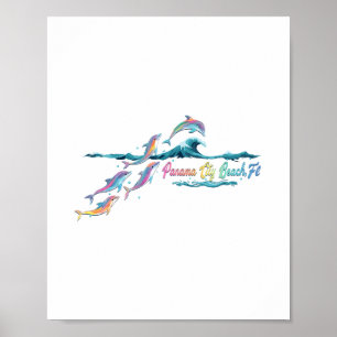 Panama City Beach Florida Colorful Dolphin Lover B Poster