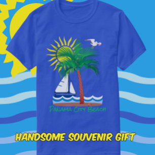 Panama City Beach Florida Palm Sailboat and Sun T-Shirt