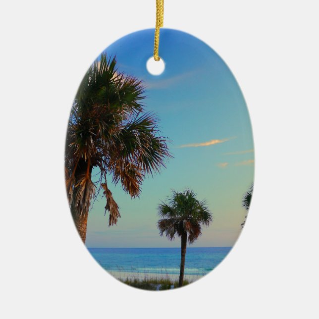 Panama City Beach, Florida palm trees Ceramic Tree Decoration (Front)