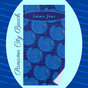Panama City Beach Florida Pretty Blue Sea Shells Towel