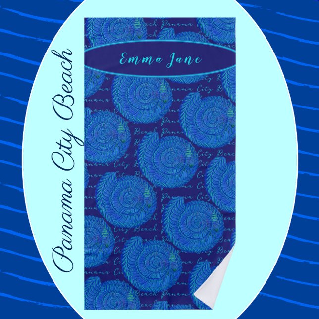 Panama City Beach Florida Pretty Blue Sea Shells Towel (Creator Uploaded)