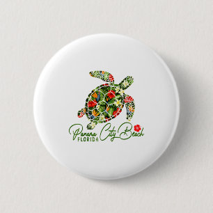 Panama City Beach Florida Sea Turtle Tropical Hibi 6 Cm Round Badge