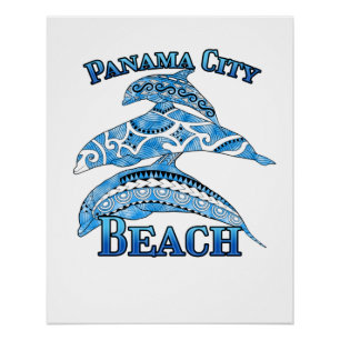 Panama City Beach Florida Vacation Tribal Dolphins Poster