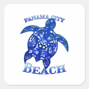 Panama City Beach Florida Vacation Tribal Turtle Square Sticker