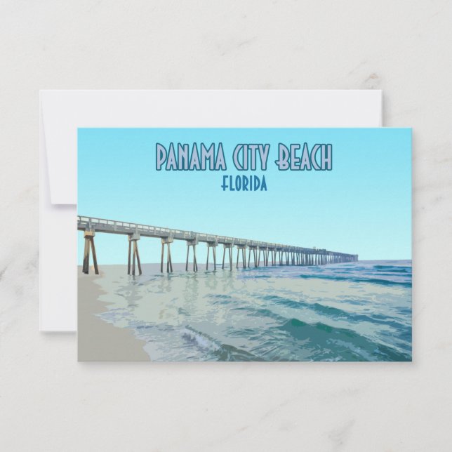 Panama City Beach Florida Vintage Flat Card (Front)