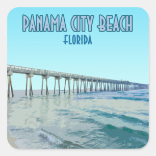Panama City Beach Florida Vintage Square Sticker