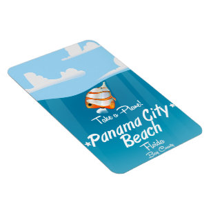 Panama City Beach Florida vintage travel poster. Magnet