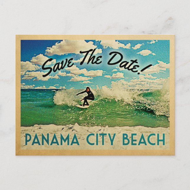 Panama City Beach Save The Date Florida Surfing Announcement Postcard (Front)