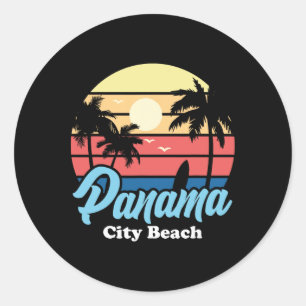 Panama City Beach Surfer Surfing Souvenir Retro Classic Round Sticker