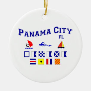 Panama City, FL - Maritime Spelling Ceramic Tree Decoration