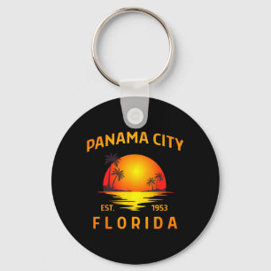 Panama City Florida Beach Vintage Sunset Trocal Key Ring