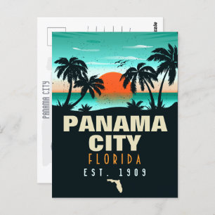 Panama City Florida Retro Sunset Souvenirs 60s Postcard
