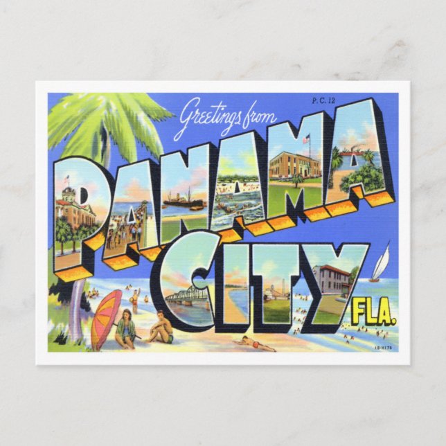 Panama City, Florida Vintage Big Letters Postcard (Front)