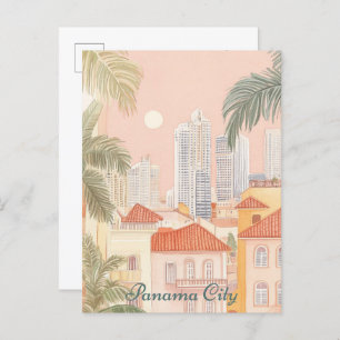 Panama City Gouache Paint Illustration Travel Postcard
