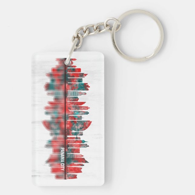 Panama City Panama Skyline Key Ring (Back)