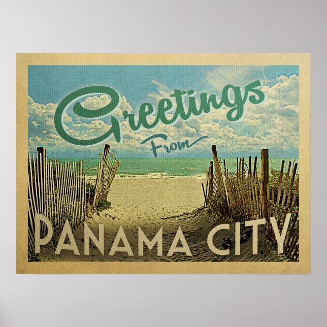 Panama City Poster Beach Vintage Travel (Front)