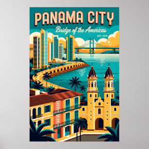 Panama City Retro Travel Poster Art