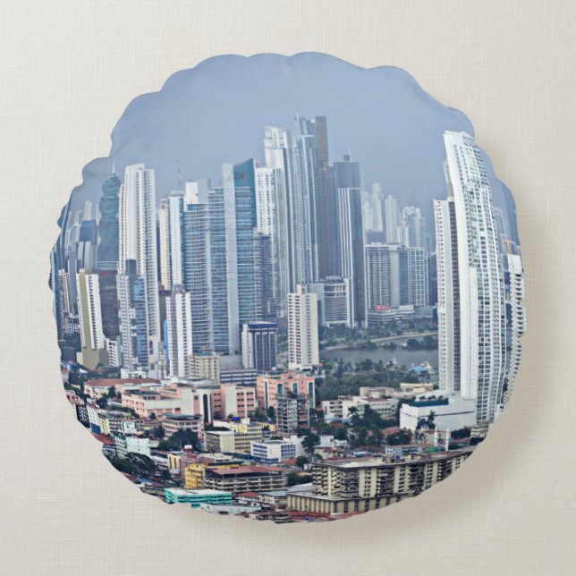 Panama City Skyline Round Cushion (Front)