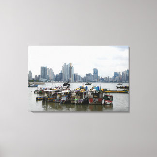 Panama City Skyline With Fishing Boats Canvas Print
