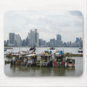Panama City Skyline With Fishing Boats Mouse Mat