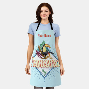 Panama City Toucan Retro Palm Trees Vintage Apron